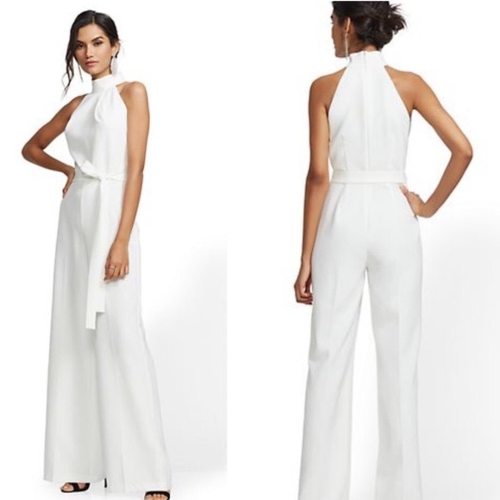 White halter jumpsuit